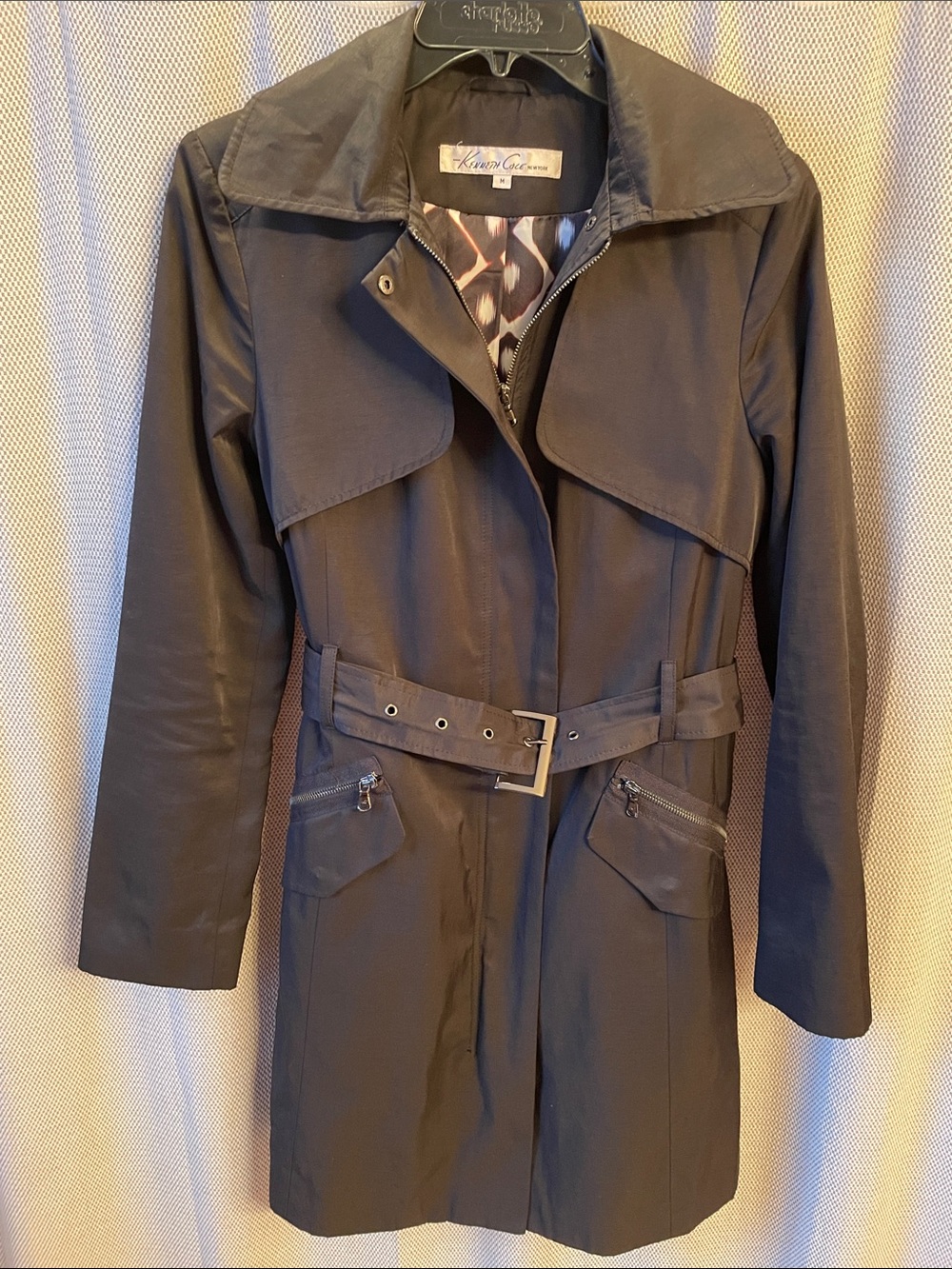Kenneth Cole New York Black Trench Coat with Belt